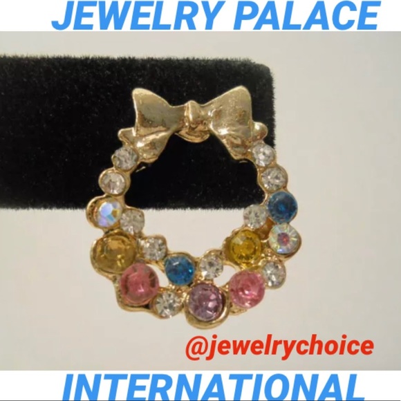 🆕Golden Multicolor Wreath Crystal Stud Earrings - Picture 3 of 8